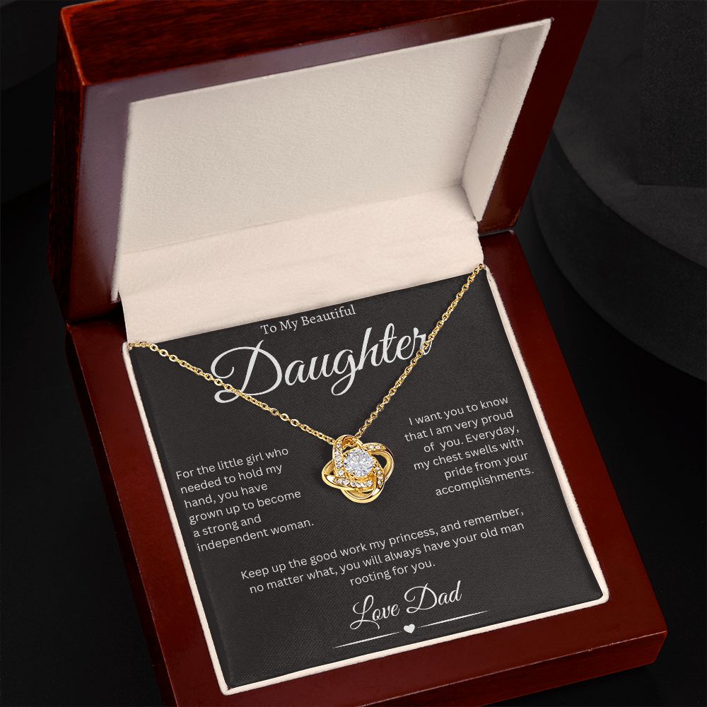 To My Beautiful Daughter, Love Dad - Love Knot Necklace
