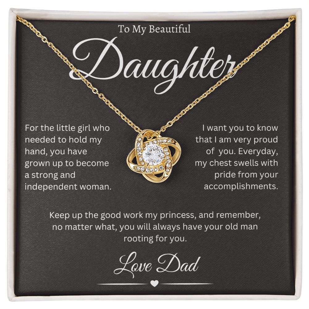 To My Beautiful Daughter, Love Dad - Love Knot Necklace