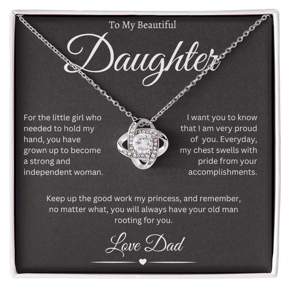 To My Beautiful Daughter, Love Dad - Love Knot Necklace