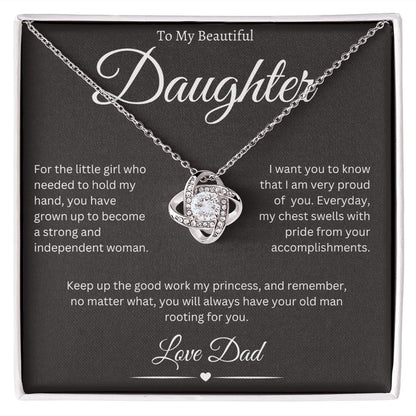 To My Beautiful Daughter, Love Dad - Love Knot Necklace