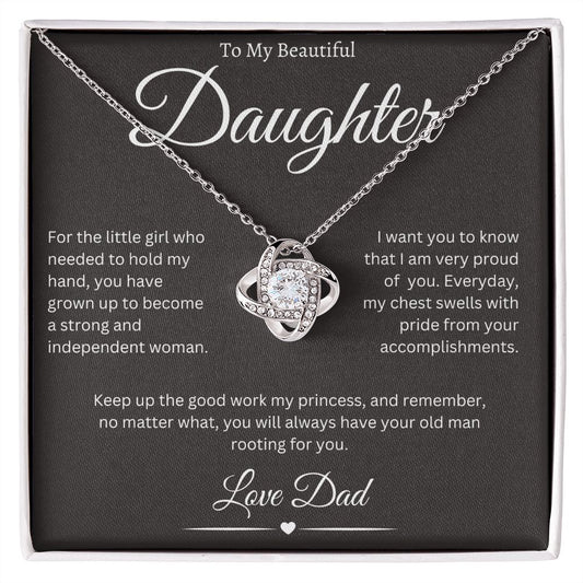 To My Beautiful Daughter, Love Dad - Love Knot Necklace