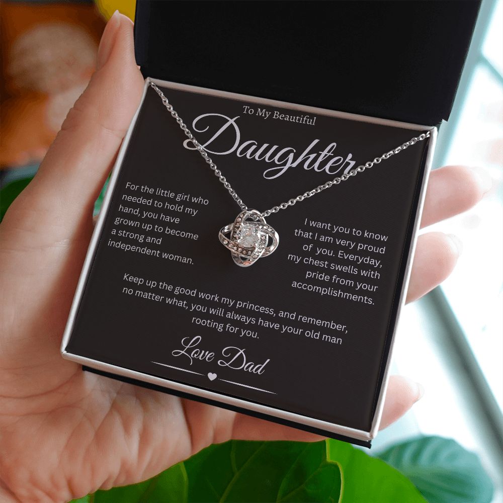 To My Beautiful Daughter, Love Dad - Love Knot Necklace
