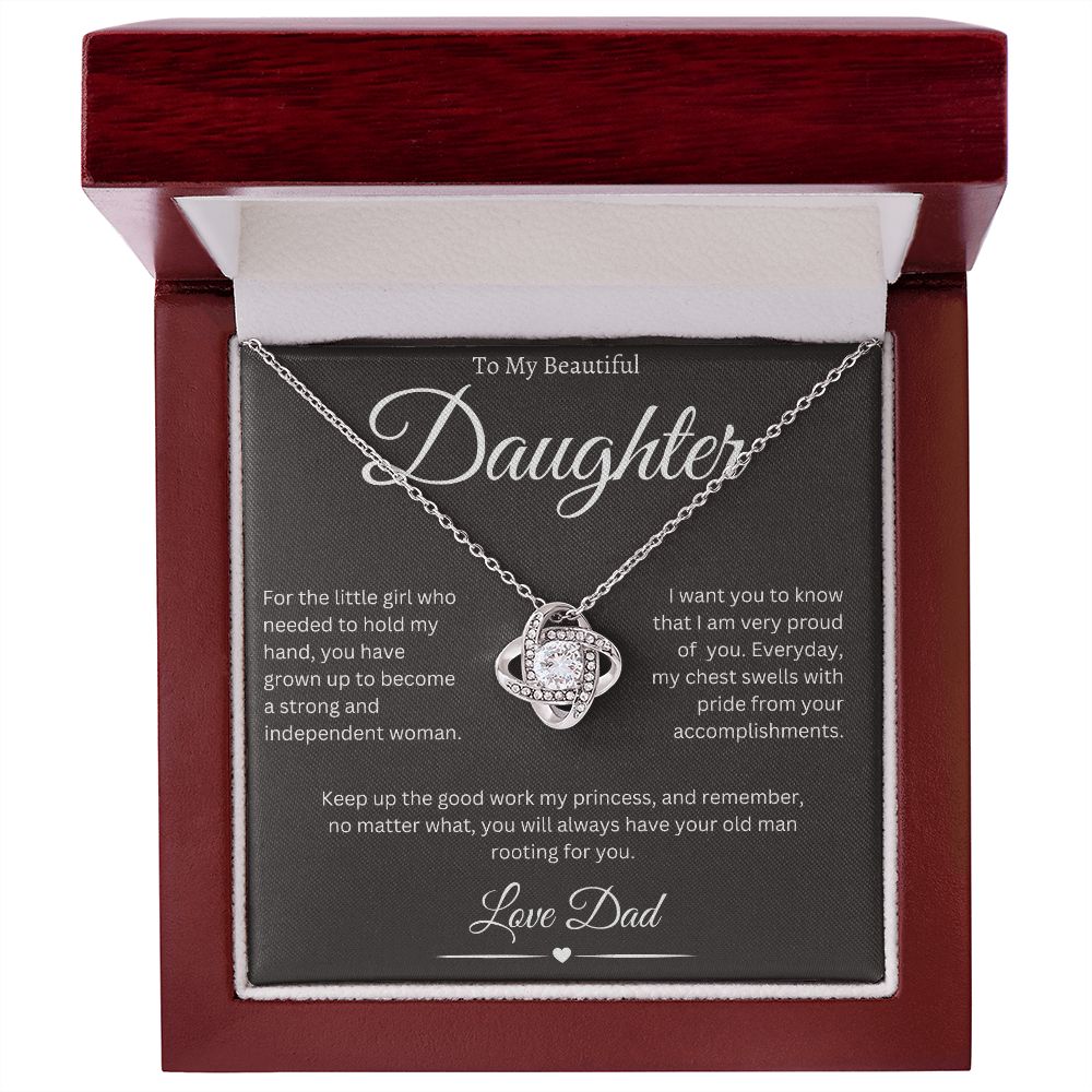 To My Beautiful Daughter, Love Dad - Love Knot Necklace