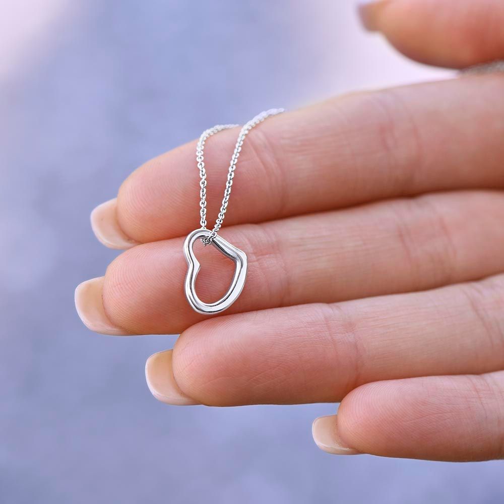 To My Daughter, Love Mom - Delicate Heart Necklace