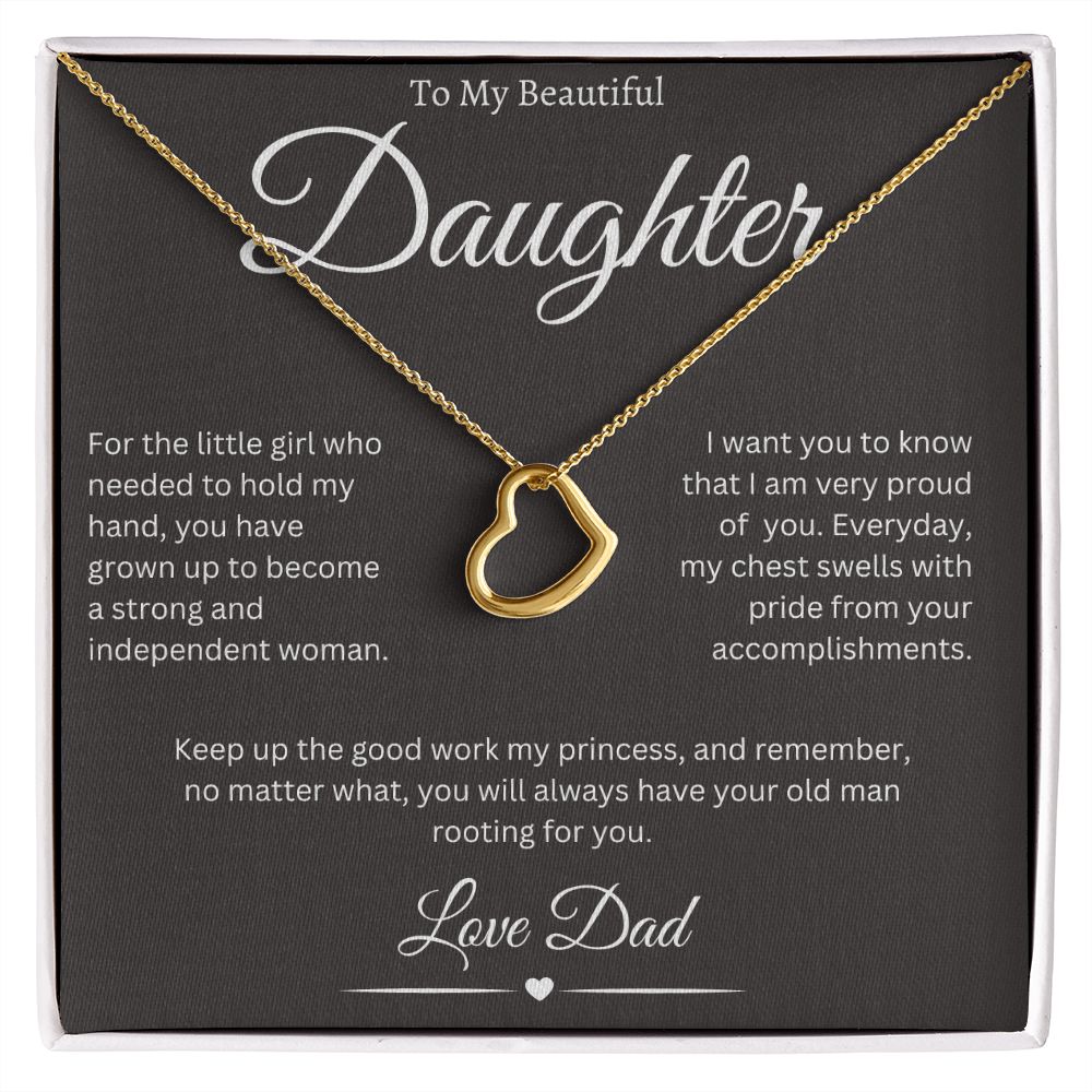To My Beautiful Daughter, Love Dad - Delicate Heart Necklace