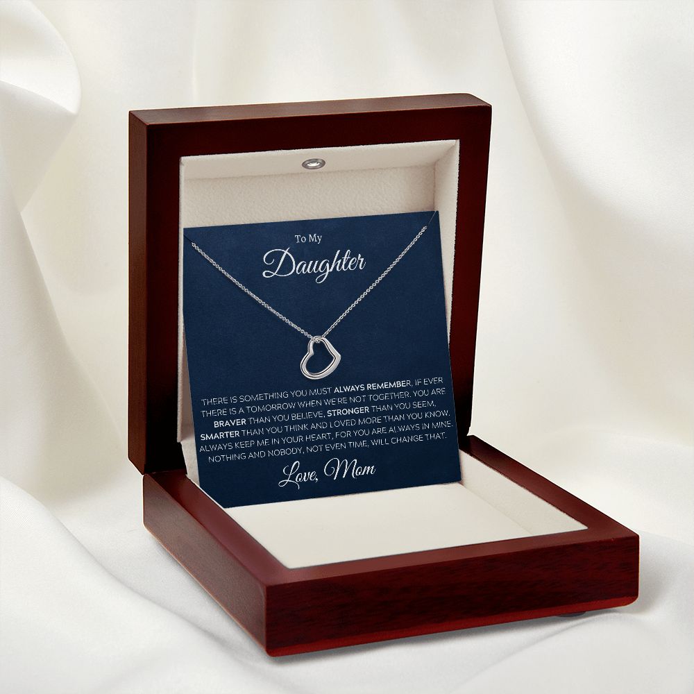 To My Daughter, Love Mom - Delicate Heart Necklace