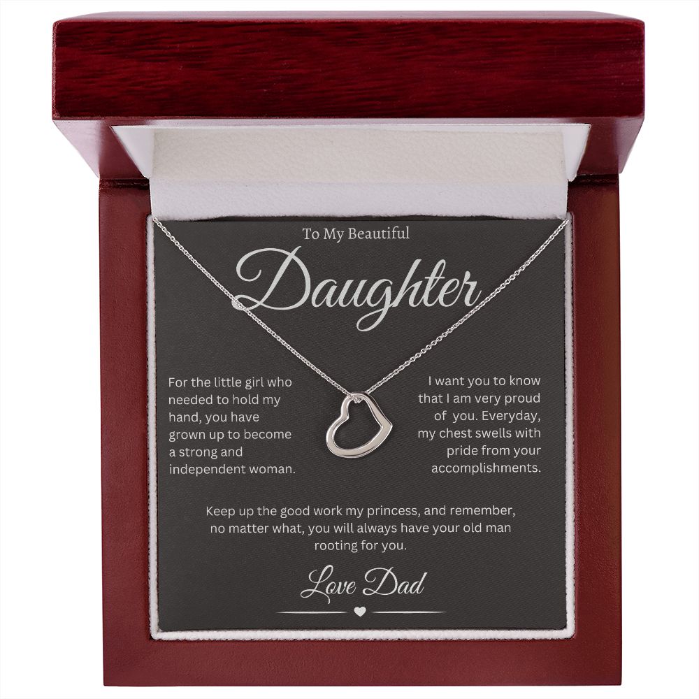 To My Beautiful Daughter, Love Dad - Delicate Heart Necklace