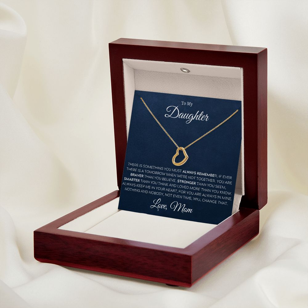 To My Daughter, Love Mom - Delicate Heart Necklace