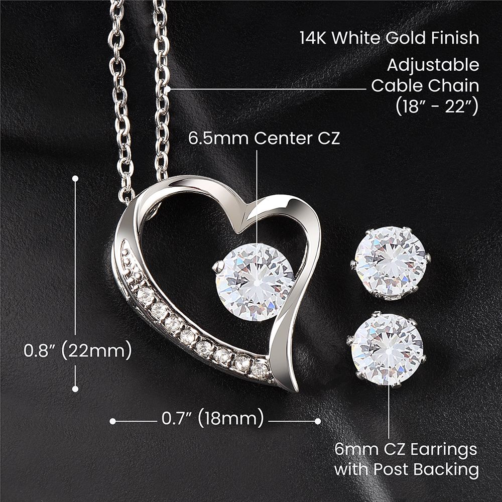 To My Soulmate Forever Love Necklace and Cubic Zirconia Earring Set